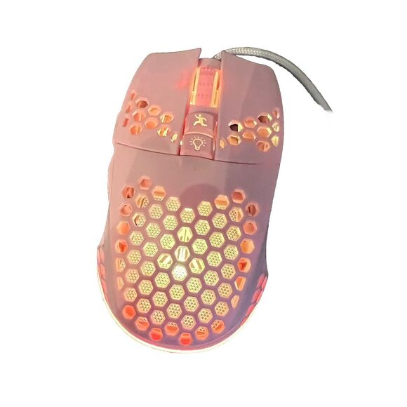 Solakaka SM900 Pink Wired Gaming Mouse With Honeycomb Shell - Picture 2 of 9